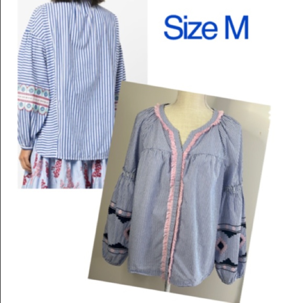 Crown & Ivy puff-sleeve shirt size M